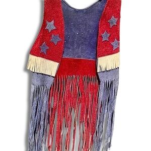 70s Leather Fringe Vest | Rock Icon Festival Top | Unisex S | USA
